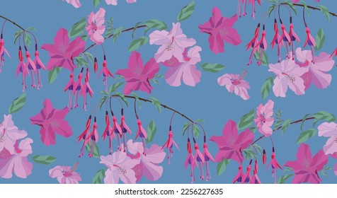 Dibujo vectorial de flores exóticas de estilo vintage	