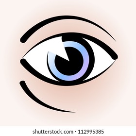Vector drawing of eye on a flesh background.