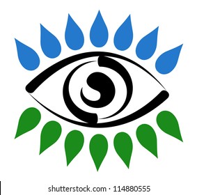 Vector drawing of eye on a white background. Logo and icon.