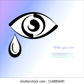Vector drawing of an eye and tear on a gradient background.