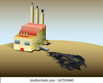 Vector drawing factory and an oil spill/ Factory oil spill/Easy to edit vector file factory building and oil spill  easy to edit layers  gradients used  