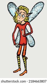 Vector drawing of fairy tale cute elf