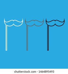 Vector drawing false mustache man, contour color white gray black