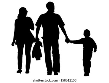 Vector drawing families with a child.