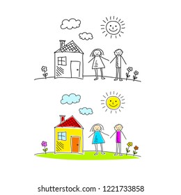 Vector drawing of family