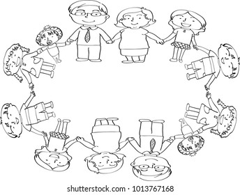 vector drawing family background