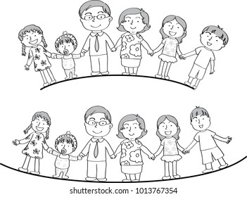 vector drawing family background