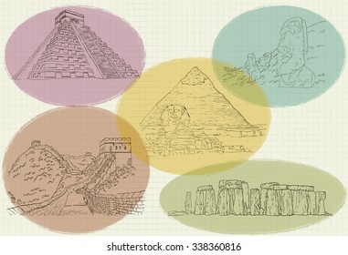 Vector drawing of famous ancient architecture