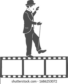vector drawing of the famous silent movie comedian Chaplin