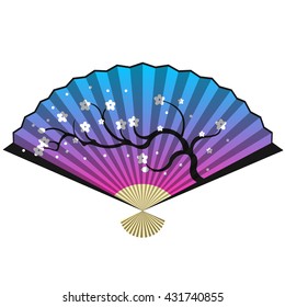 Vector drawing fan with sakura