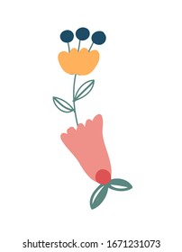 Vector drawing of fancy flower on white background. Floral illustration. Decoration for cards, invitations.