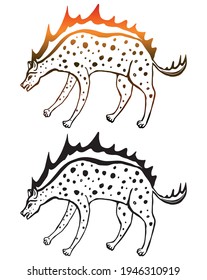 Dibujo vectorial de una hiena de fuego de fantasía