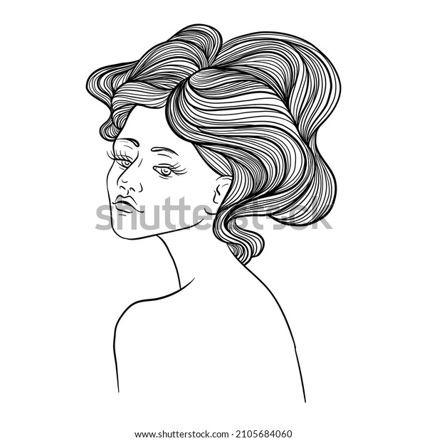 Vector Drawing Fantasy Hair Girl Hand Stock Vector (Royalty Free ...