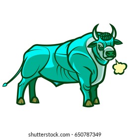 Vector drawing of fantasy standing powerful strong bull