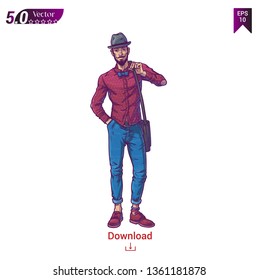 Vector drawing fashion guy symbol vector illustration on white background