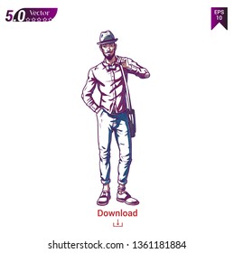Vector drawing fashion guy symbol vector illustration on white background