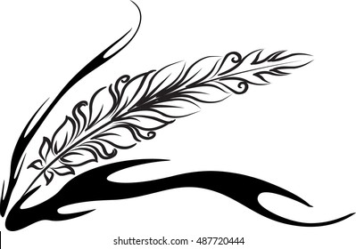 vector drawing feather sign