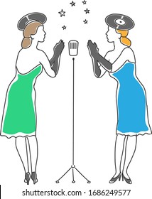 dibujo vectorial de un dúo femenino interpreta la canción