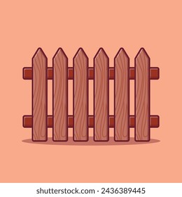 Vector drawing of a Fence isolated on a white background accompanied by an illustration.