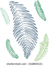 Dibujo vectorial con hoja de helecho. Fondo natural. Un simple dibujo de hojas de helecho.