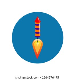Vector drawing festive fireworks rocket. Icon rocket colorful 