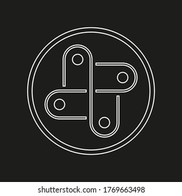 Vector drawing a figure of circles and rounded lines, contour flat style