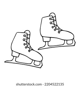Vector drawing of figure skates in doodle style on a white background