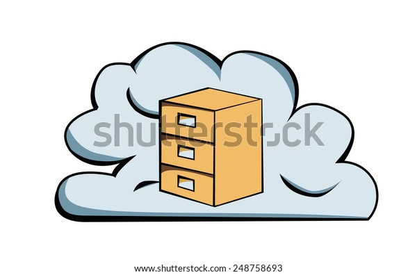 Vector Drawing Filing Cabinet Cloud Stock Vector Royalty Free