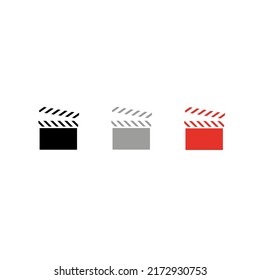 Vector drawing film box. Movie open box icon, color black gray red flat style