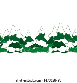 Vector drawing of fir trees covered with snow.