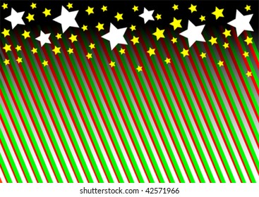 Vector drawing fireworks. Multi-colored stripes and stars