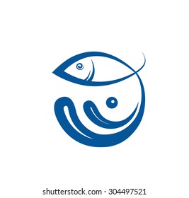 Vector drawing of fish abstract. Logo template and icon. Creative vector design concept.
