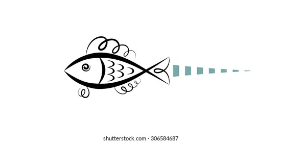 Vector drawing of fish abstract. Logo template and icon. Creative vector design concept.