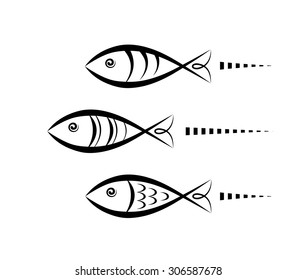 Vector drawing of fish abstract. Fish symbol. Logo template and icon. Creative vector design concept.