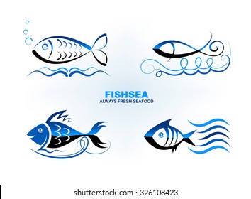 Vector drawing of fish abstract. Fish symbol. Logo template and icon. Creative vector design concept.