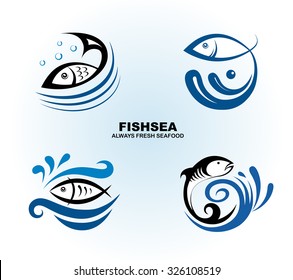 Vector drawing of fish abstract. Fish symbol. Logo template and icon. Creative vector design concept.