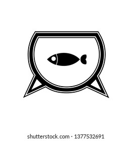Vector drawing fish in the aquarium, silhouette color black flat style