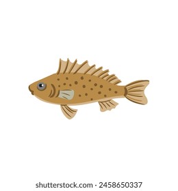 Vector drawing fish, Eurasian ruffe isolated at white background, hand drawn vector illustration