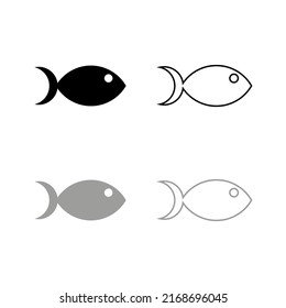 Vector drawing fish, flat style color black and gray