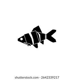 Vector drawing fish. Paper fish color black flat style