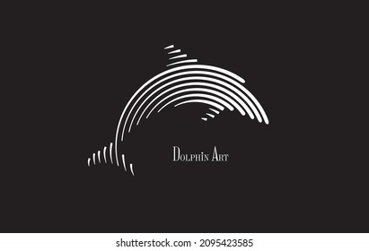 Vector Drawing Of A Fish, Pattered Illustration Of An Aquatic Animal, Logo Design Of A Dolphin