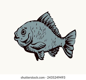 Vector drawing. Fish in the water