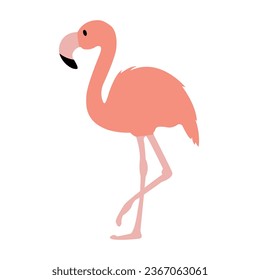 
Vector drawing of a flamingo in profile black and white