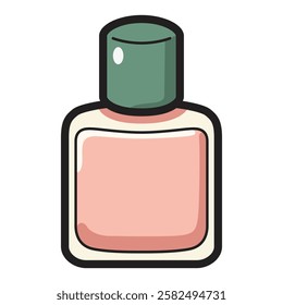 A vector drawing of a flat icon representing a bottle of nail polish.