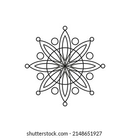 Vector drawing flower, black color contour flat style