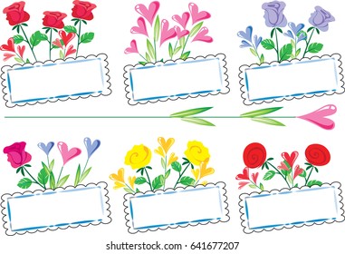 vector drawing flower with blank card