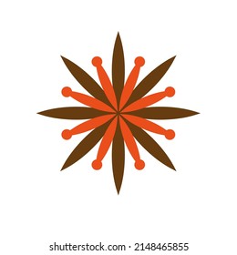 Flor de dibujo vectorial, de color marrón y naranja, de estilo plano