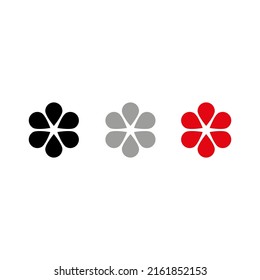 Flor de dibujo de vectores, color gris negro estilo plano 
