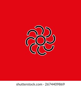 Flor del dibujo del Vector, estilo plano negro del color