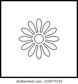 Flor de dibujo vectorial, color de contorno negro estilo plano